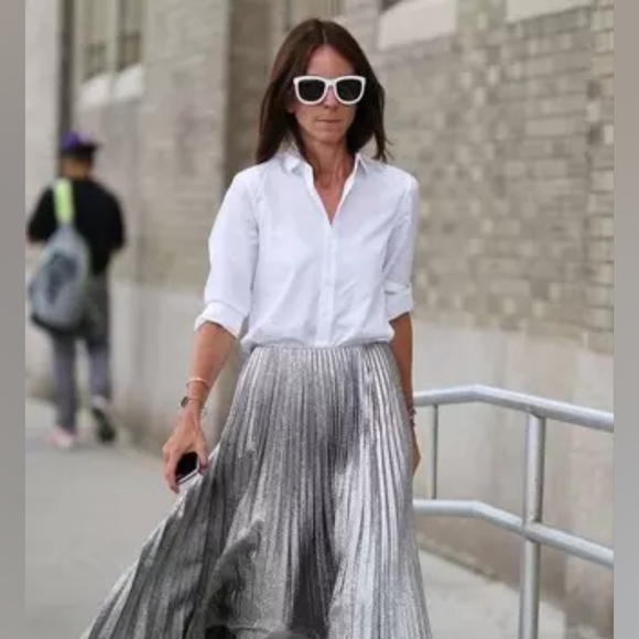 Alexis Shimmer Pleat Maxi Skirt in Champaign - Picture 4 of 5